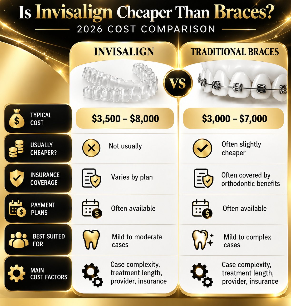 Graphic Invisalign And Braces Comparison Asking Is Invisalign Cheaper Than Braces With Costs